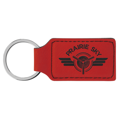 Leatherette Rectangle Keychain 2.75" x 1.25" / Red