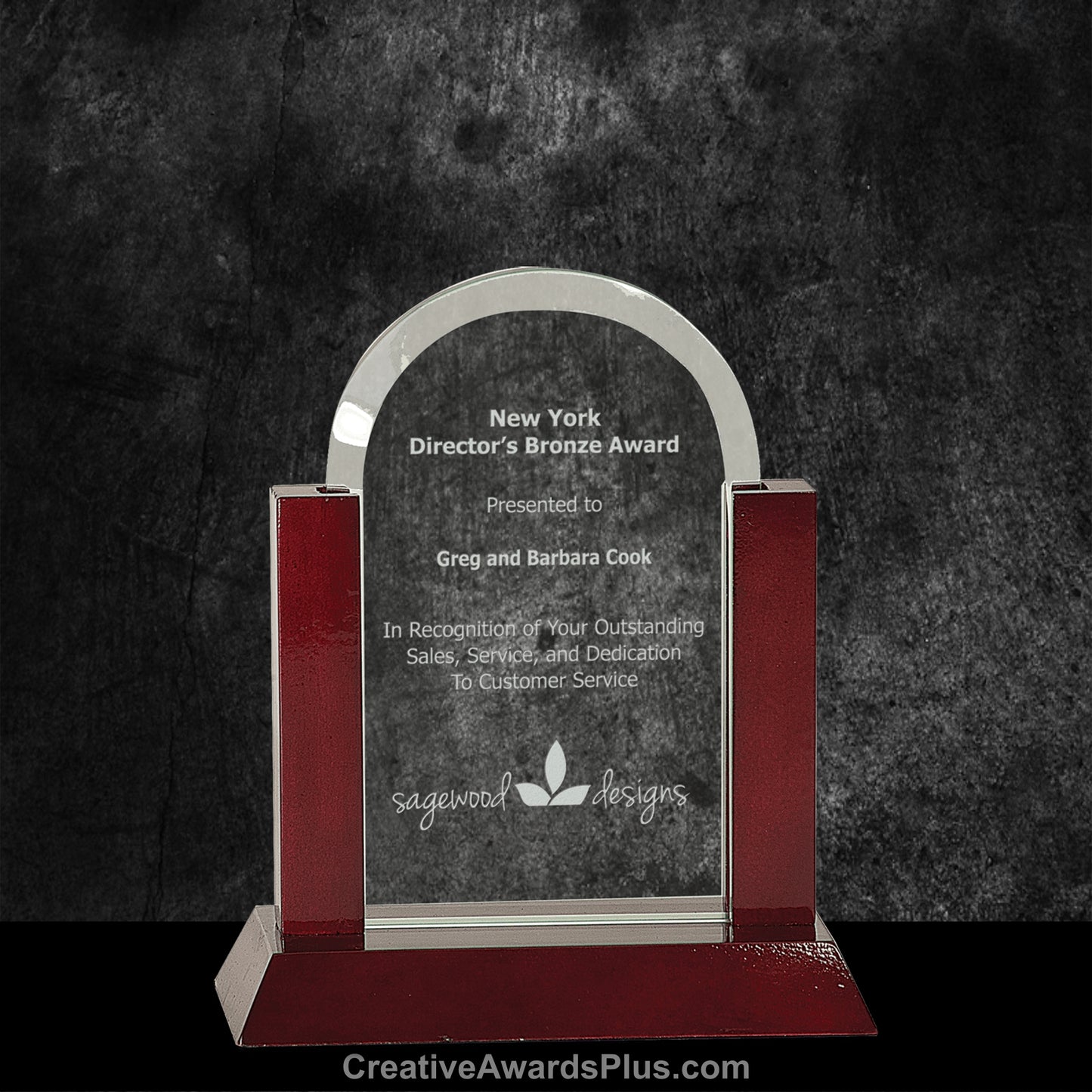 Domed Glass Rosewood Award 7" / Rosewood