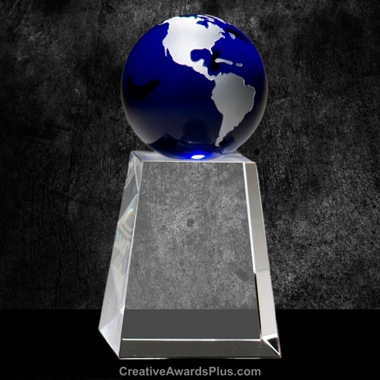 Blue Crystal Globe (Tall) 5.25" / Blue