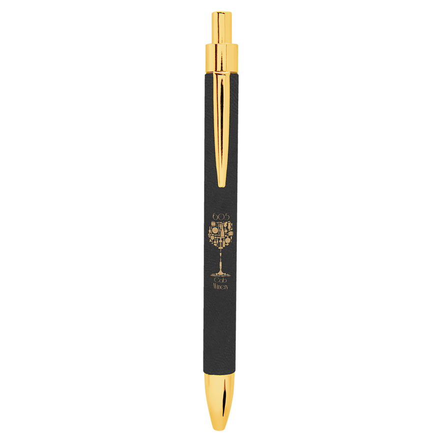 Leatherette Pen 5.3125" / Black/Gold