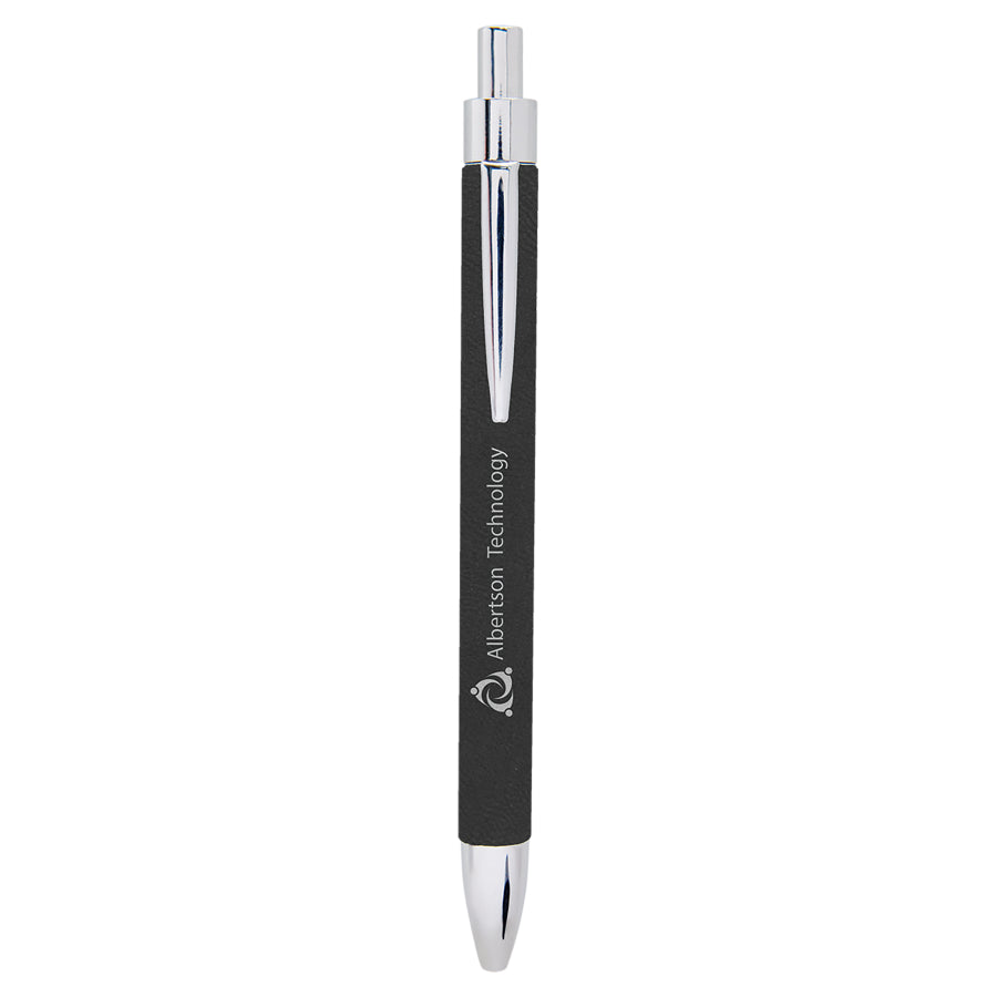 Leatherette Pen 5.3125" / Black/Silver