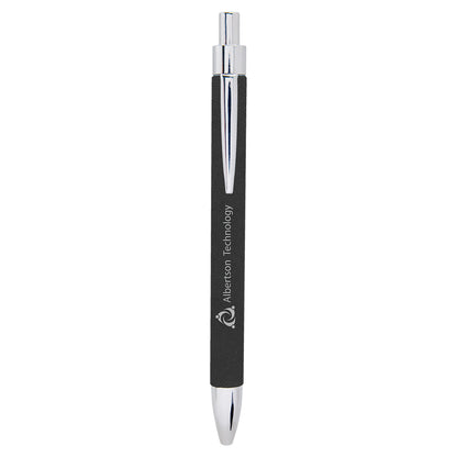 Leatherette Pen 5.3125" / Black/Silver