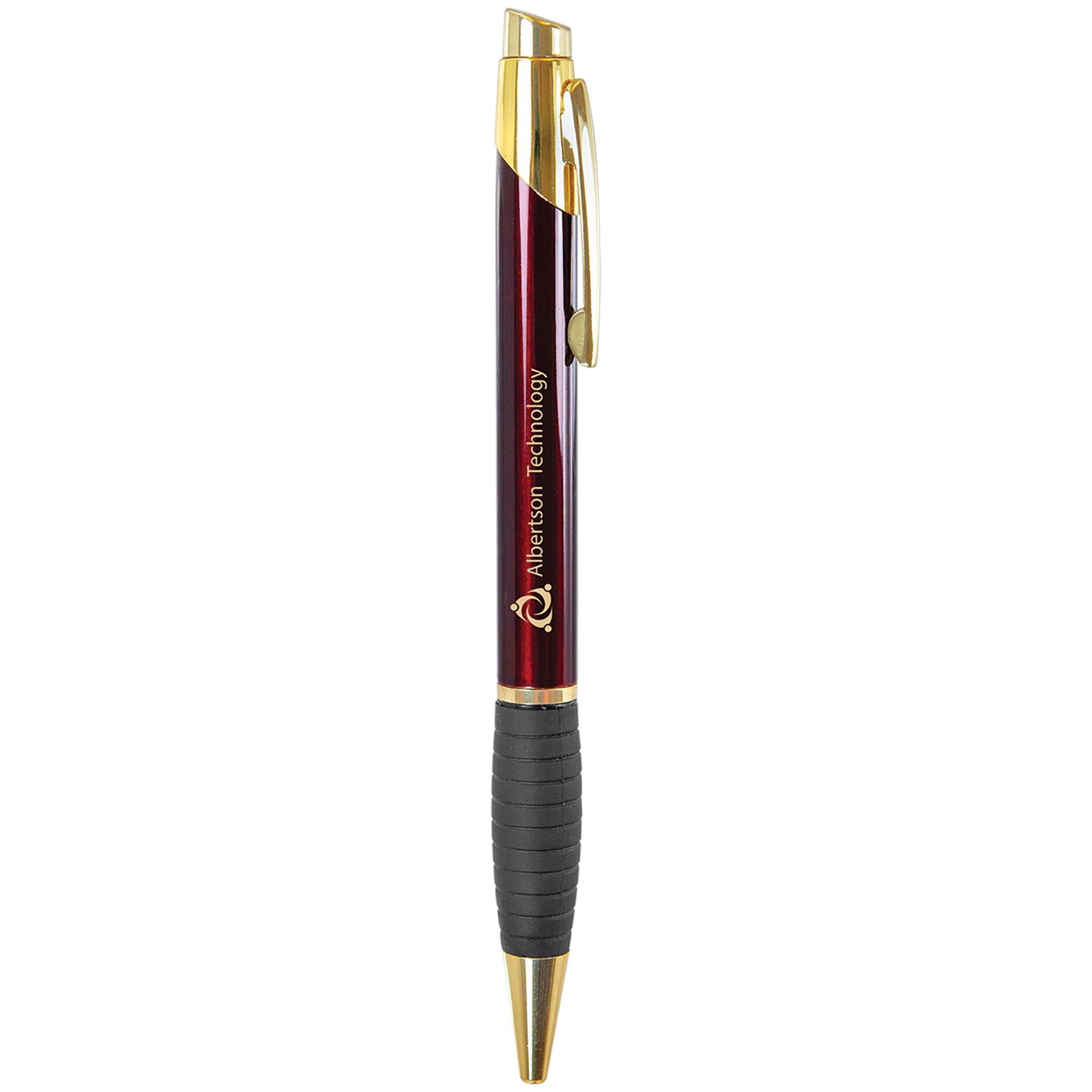 Gloss Ballpoint Pen W/Gripper 5.5" / Burgundy