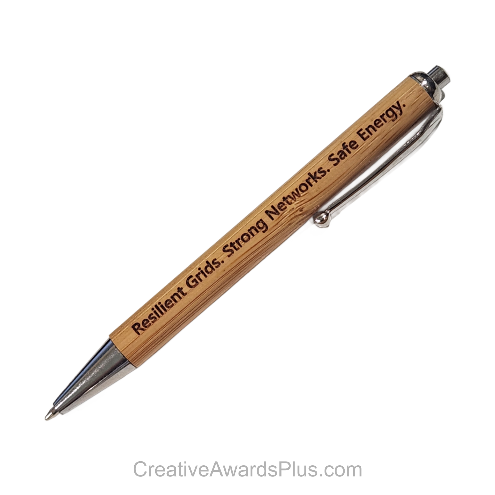 Bamboo W/Silver Trim Pen 5.25" / Bamboo