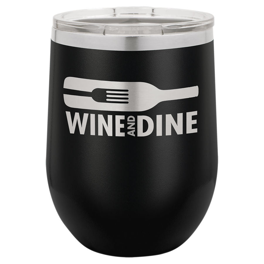 Stemless Wine Tumblers 12 oz. - 4.375" / Black