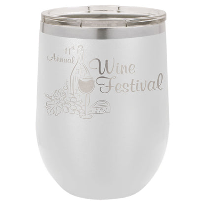 Stemless Wine Tumblers 12 oz. - 4.375" / White