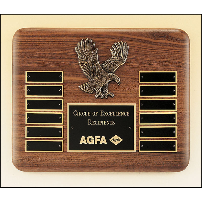 American Walnut Eagle Perpetual Plaque 10.5" x 13" / Walnut / 12 Plates