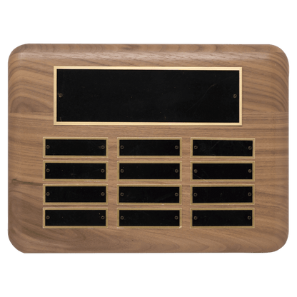 American Walnut Perpetual Plaque 2301 9" x 12" - 12 Plates / Walnut