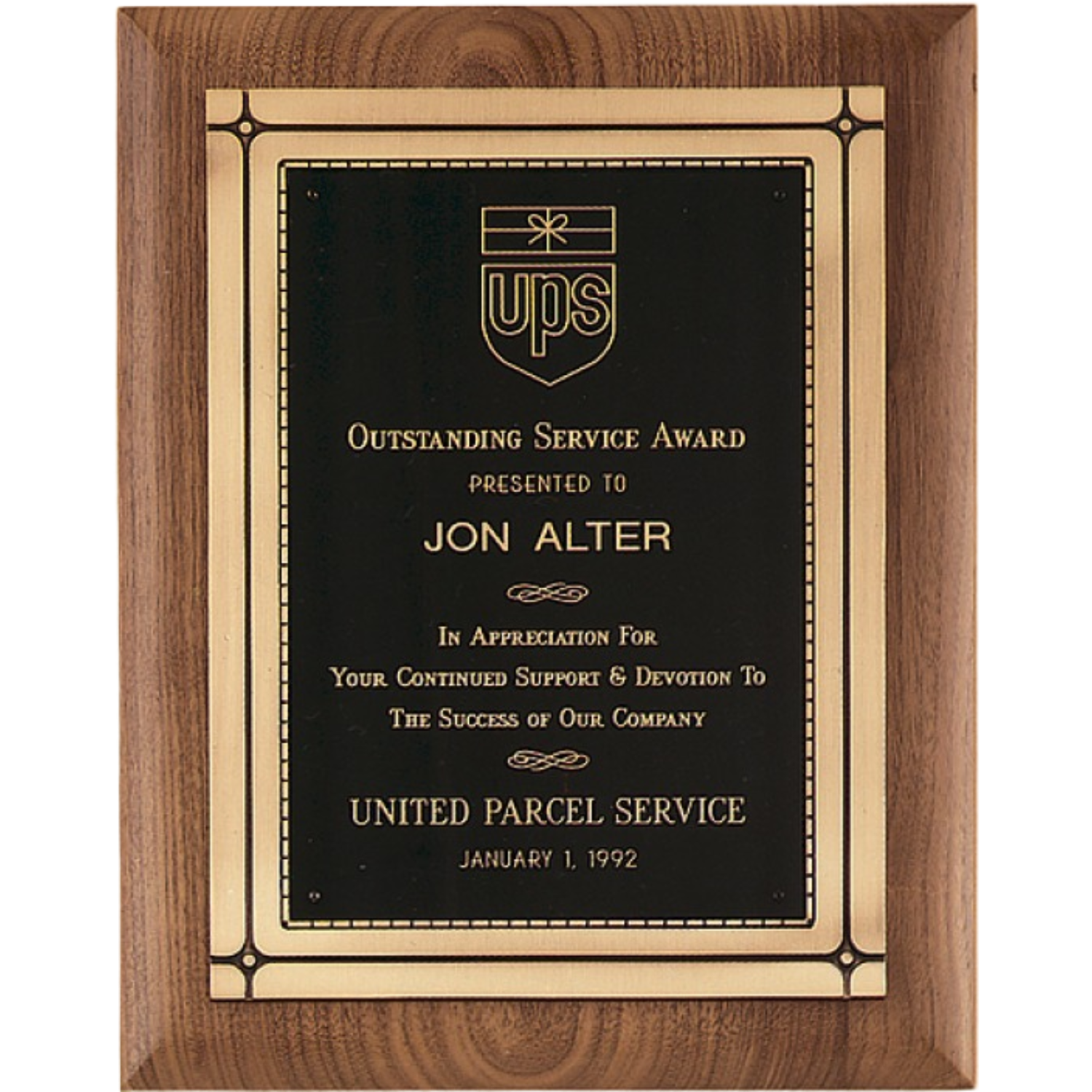 Cast Bronze Rectangular Walnut Plaque 11" x 14" / Walnut