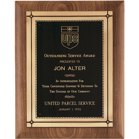 Cast Bronze Rectangular Walnut Plaque 11" x 14" / Walnut
