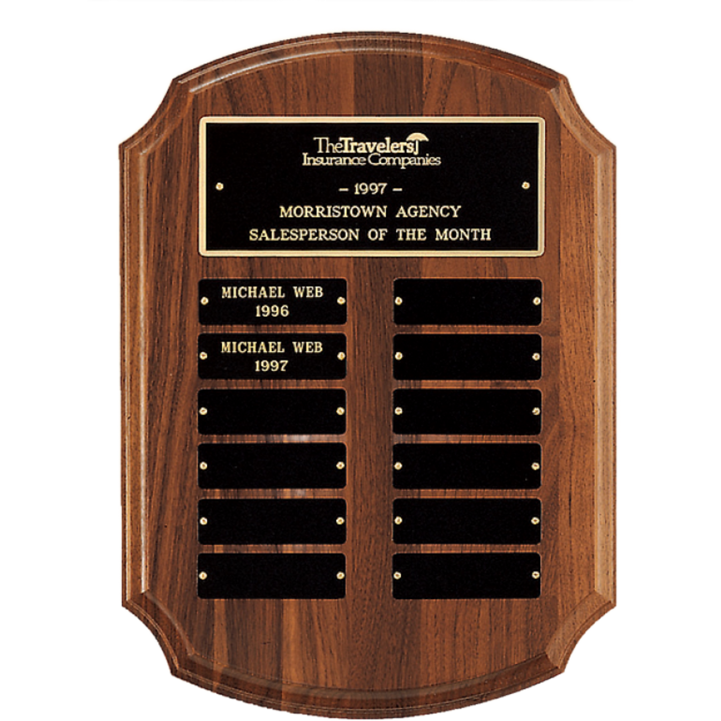 American Walnut Perpetual Plaque 2541 11" x 15" / Walnut / 12 Plates