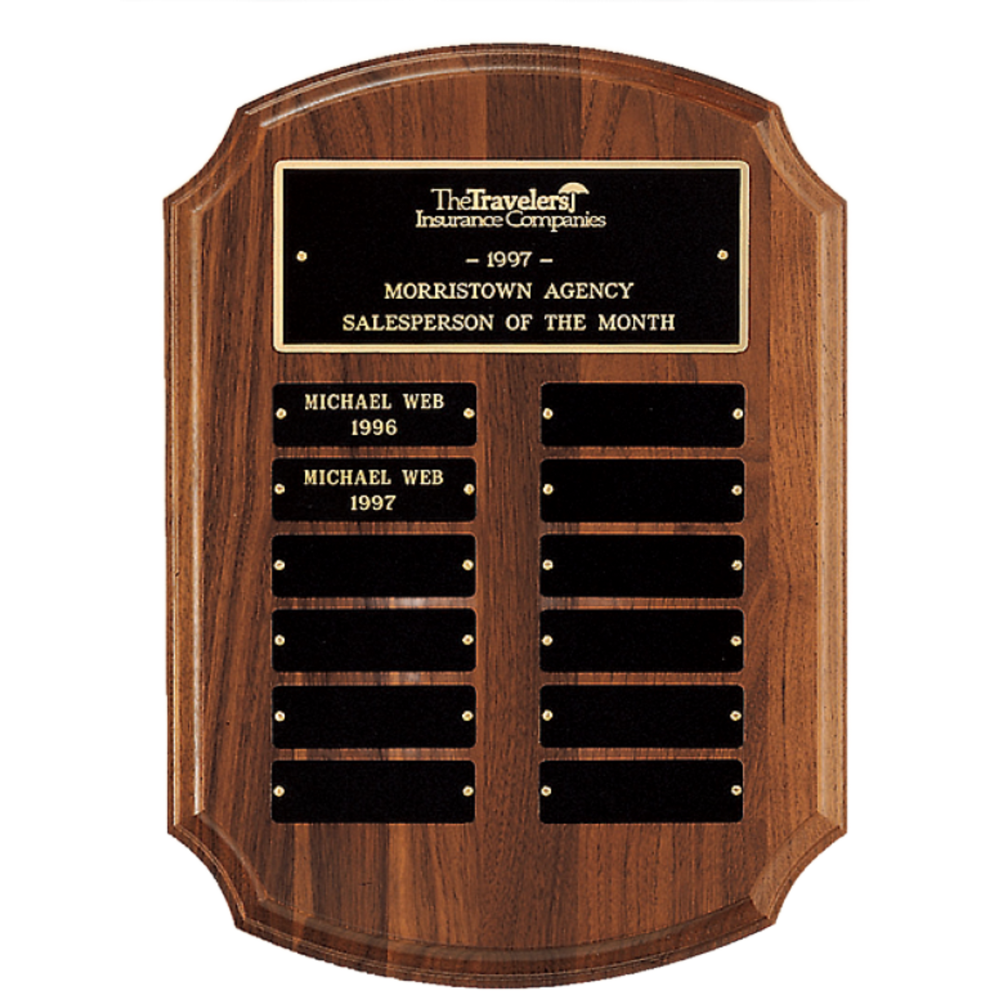 American Walnut Perpetual Plaque 2541 11" x 15" / Walnut / 12 Plates