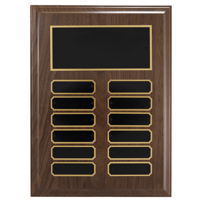 American Walnut Perpetual Plaque 3300 9" x 12" - 12 Plates / Walnut