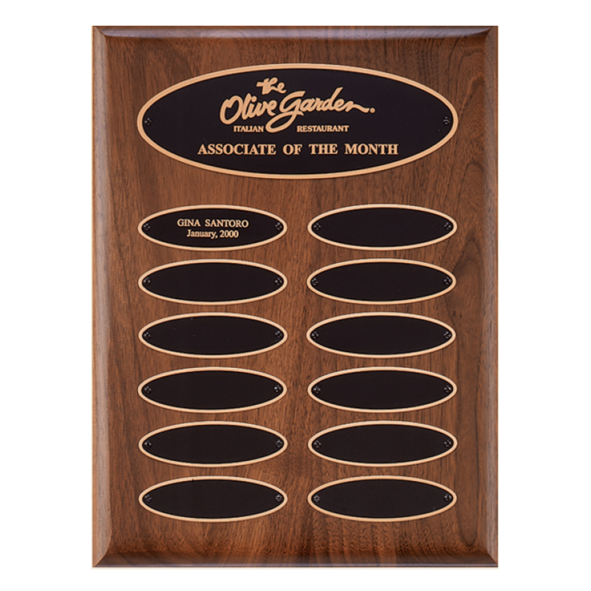 American Walnut Perpetual Plaque 3621 9" x 12" / Walnut / 12 Plates