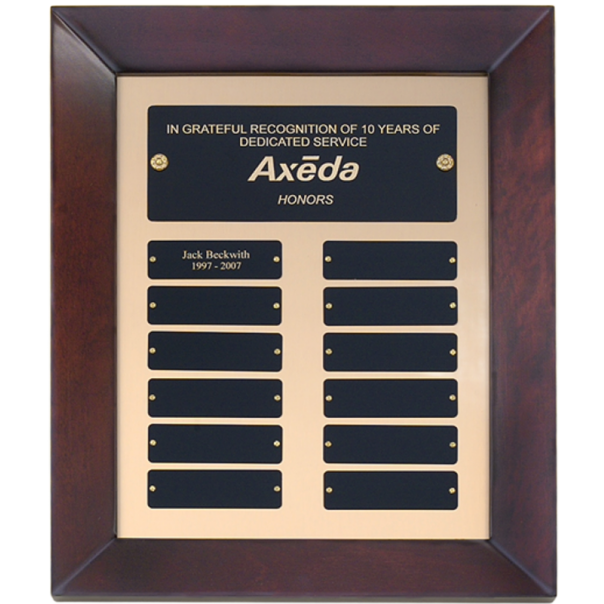 Cherry Finish Framed Perpetual Plaque 12" x 15" / Cherry / 12 Plates