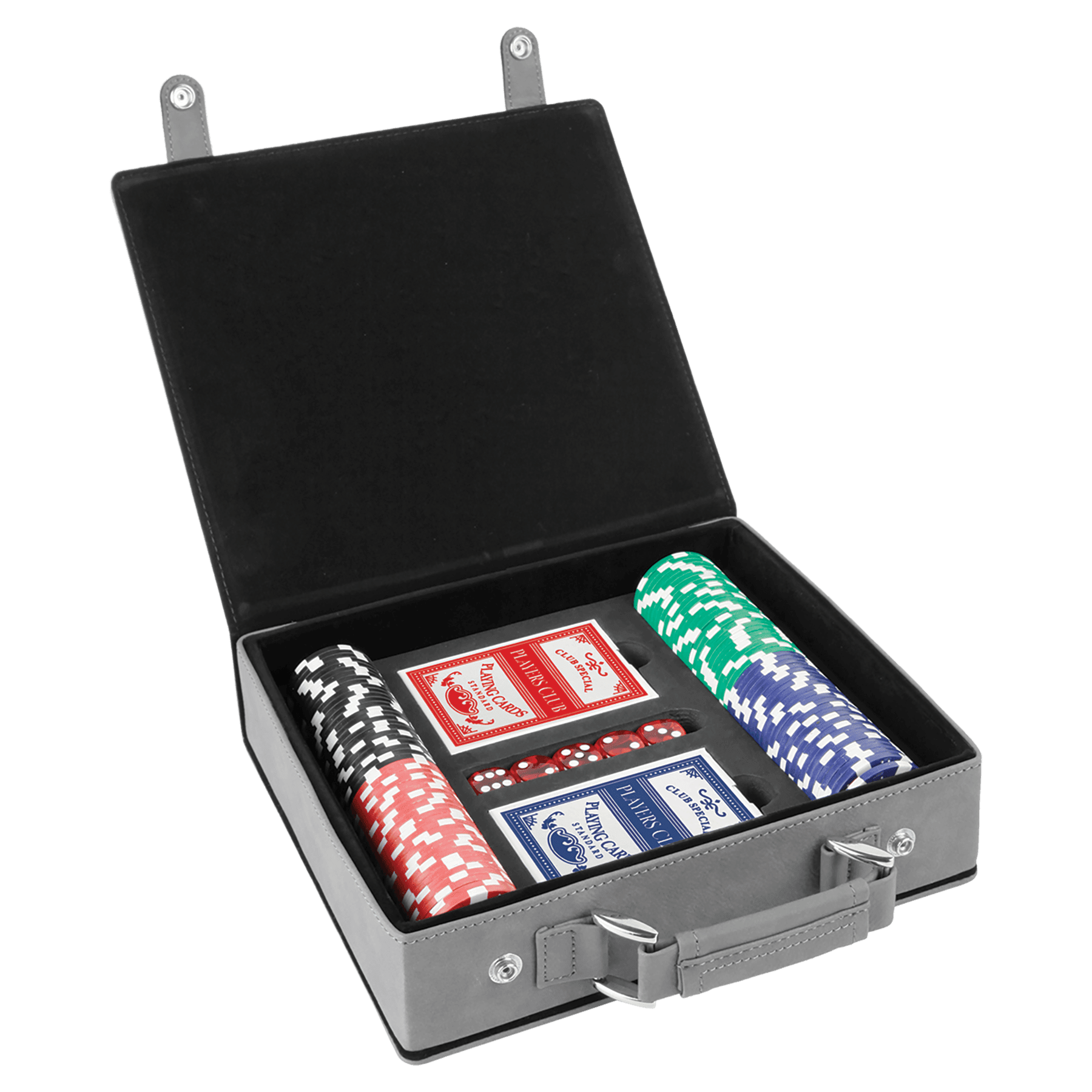 Leatherette Poker Gift Set 8 7/8"(L) x 7.75"(W) x 2.25"(H) / Grey