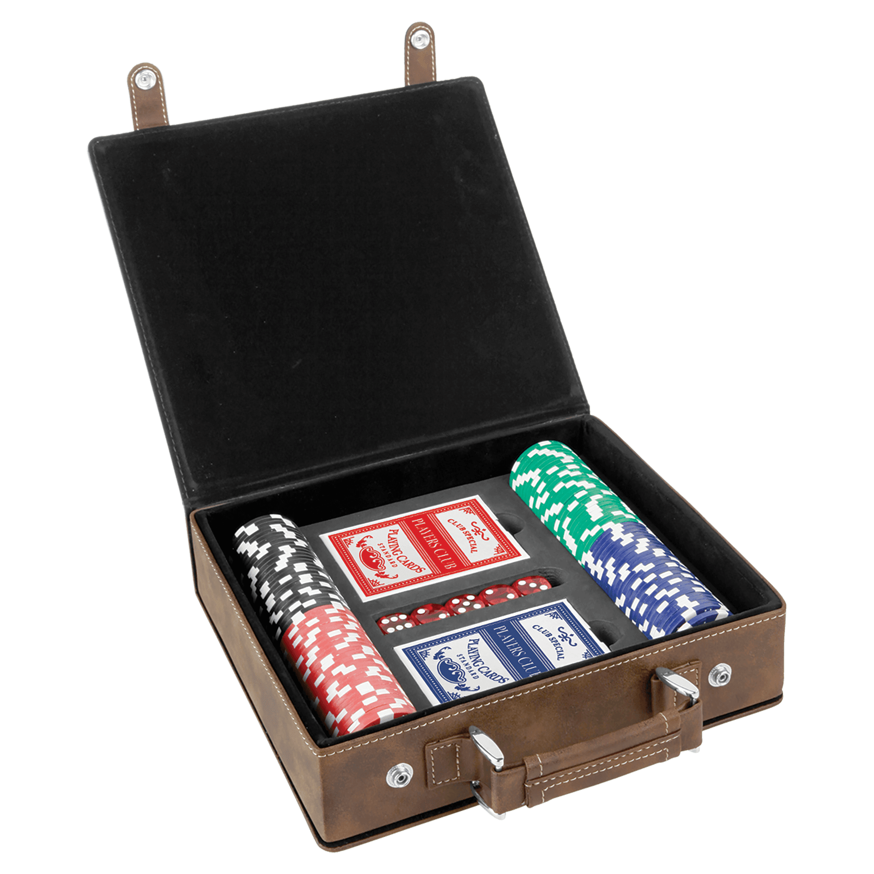 Leatherette Poker Gift Set 8 7/8"(L) x 7.75"(W) x 2.25"(H) / Rustic Brown