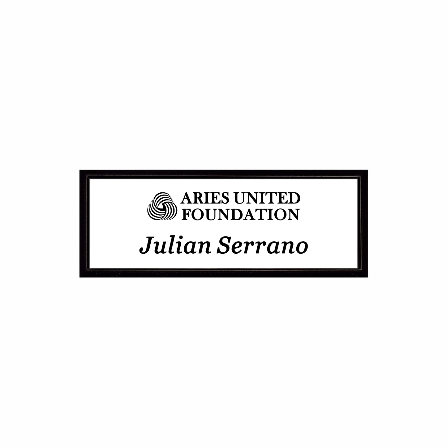 Plastic Black Framed Name Badge 1"x3" / White/Black