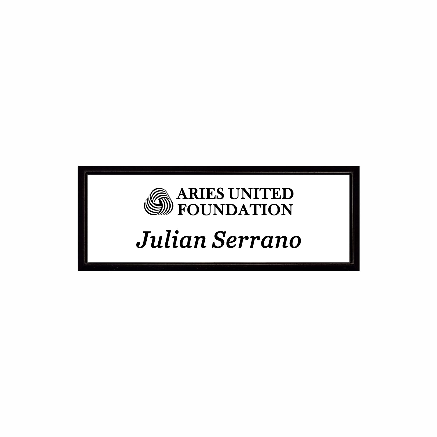 Plastic Black Framed Name Badge 1"x3" / White/Black