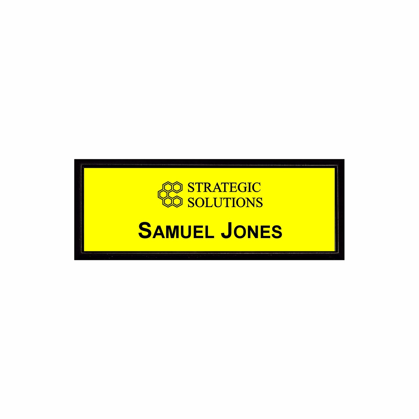 Plastic Black Framed Name Badge 1"x3" / Yellow/Black