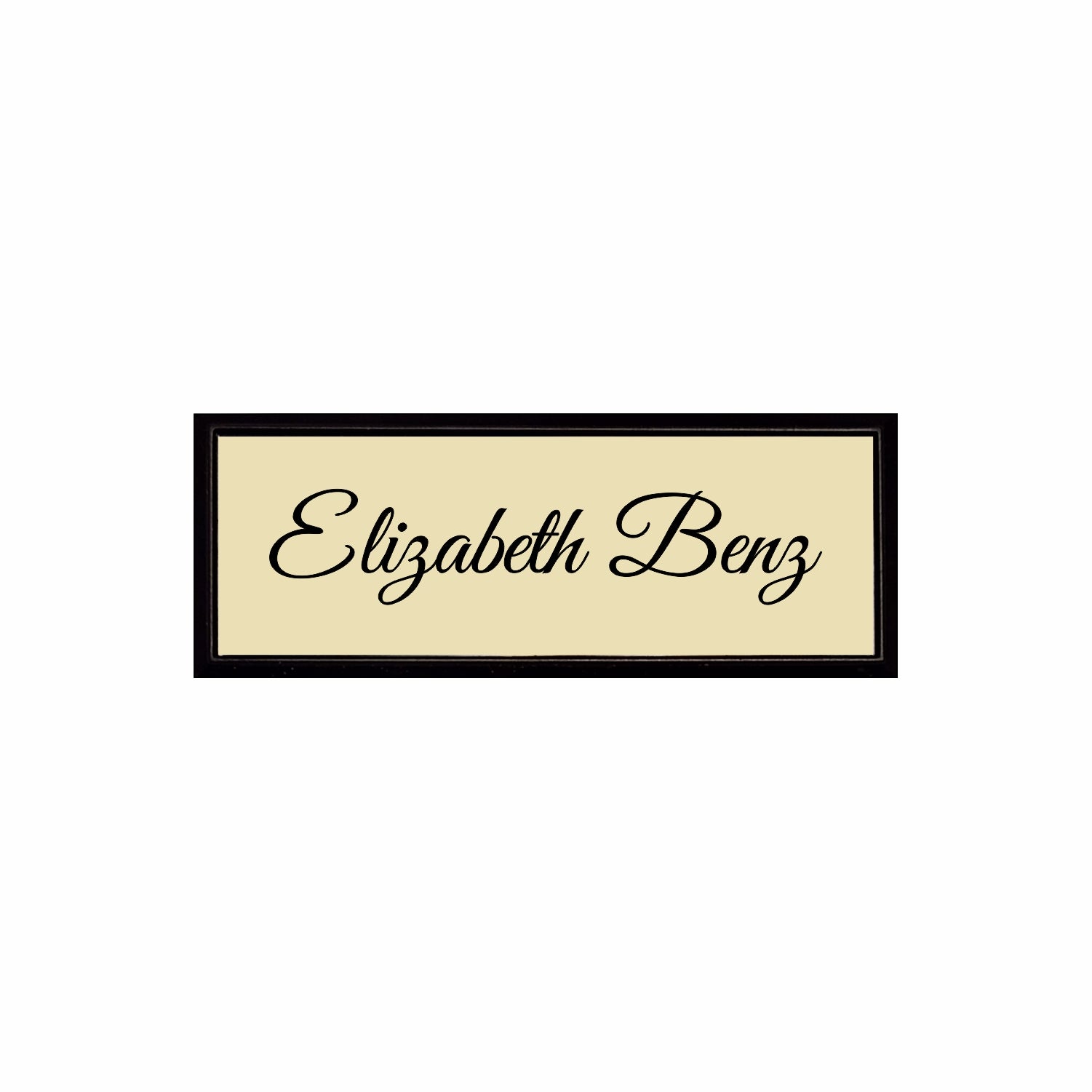 Plastic Black Framed Name Badge 1"x3" / Almond/Black