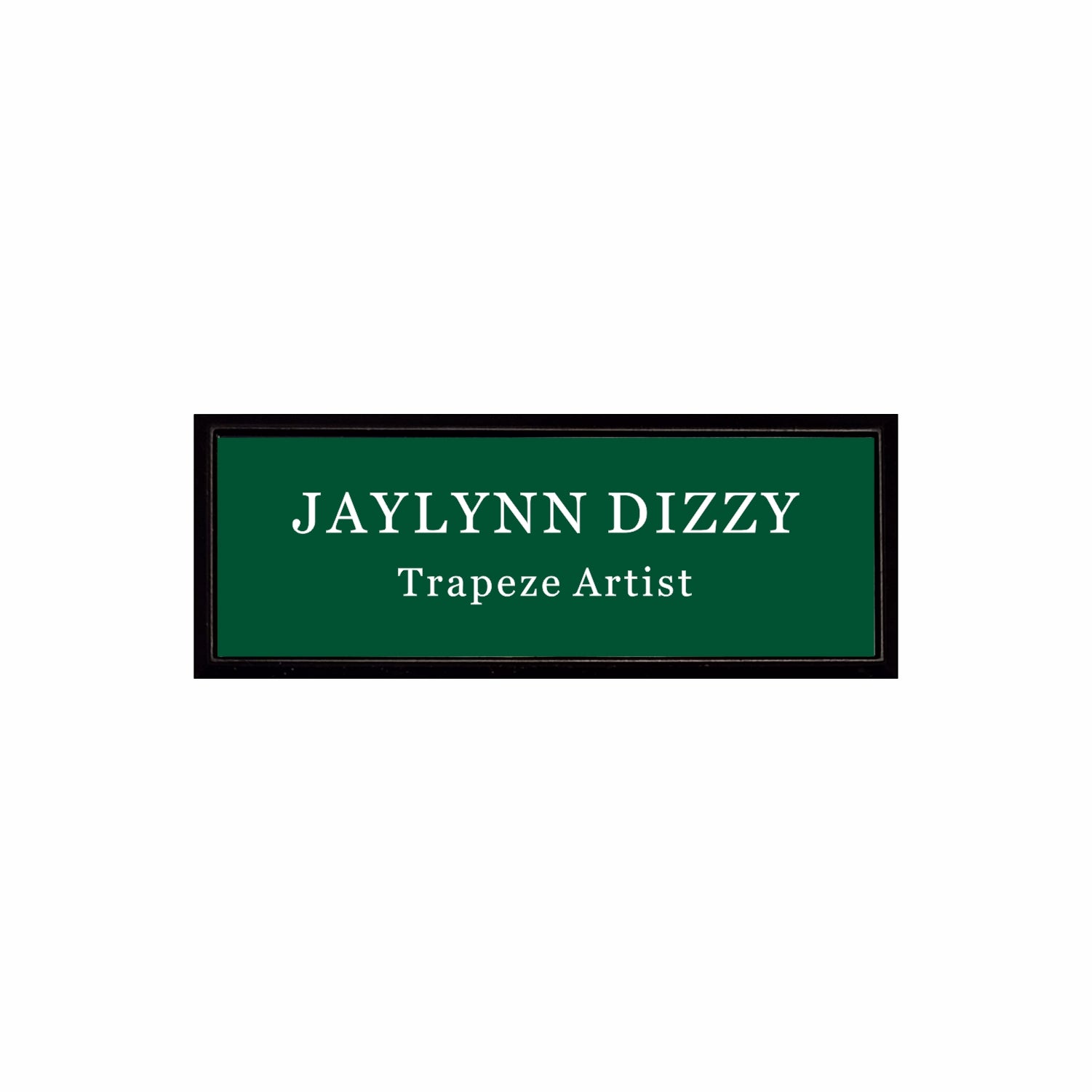Plastic Black Framed Name Badge 1"x3" / Forest/White