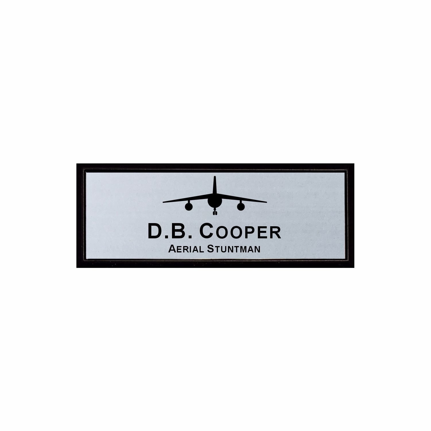Plastic Black Framed Name Badge 1"x3" / Silver/Black