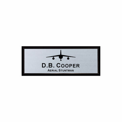 Plastic Black Framed Name Badge 1"x3" / Silver/Black