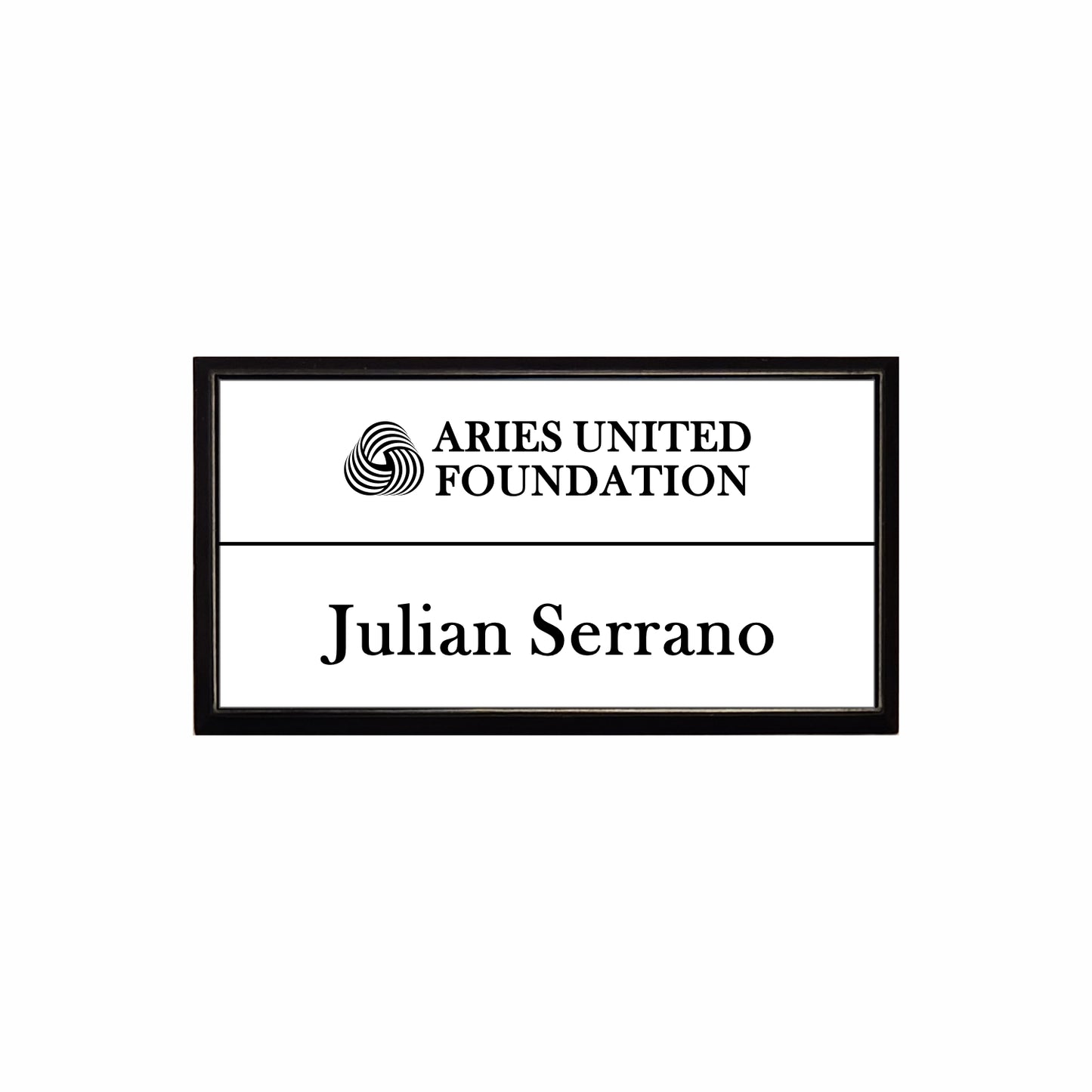 Plastic Black Framed Name Badge 1.5"x3" / White/Black