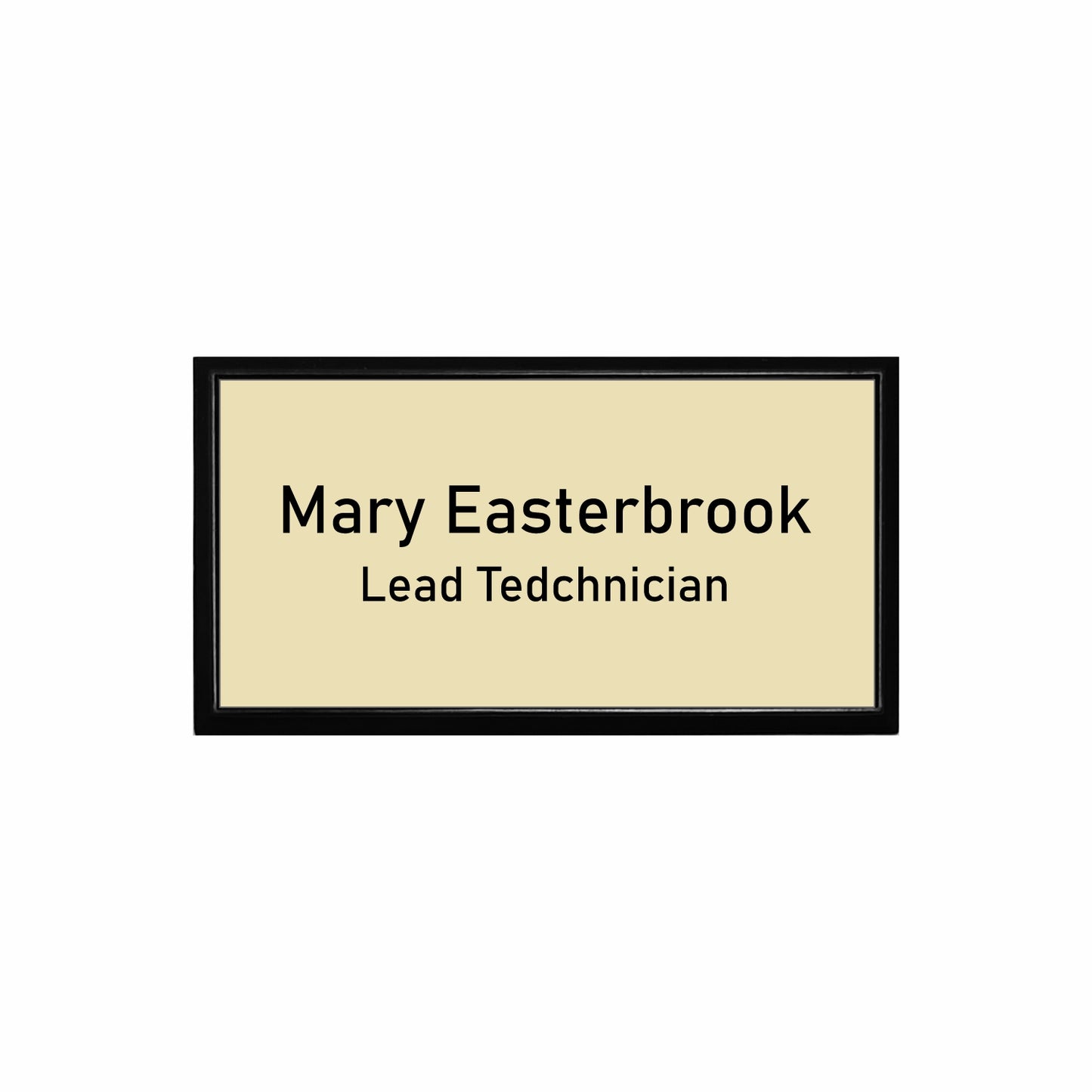 Plastic Black Framed Name Badge 1.5"x3" / Almond/Black