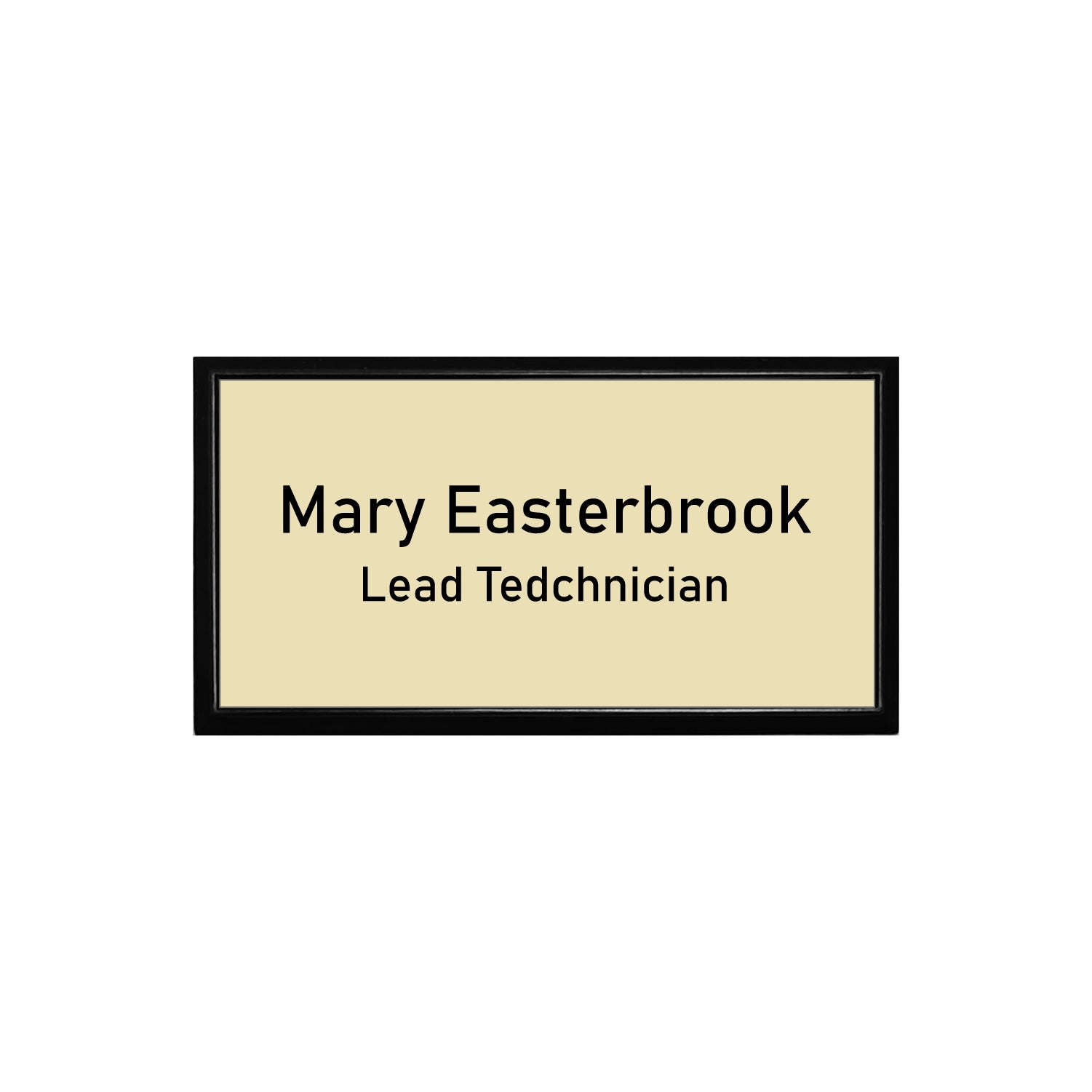 Plastic Black Framed Name Badge 1.5"x3" / Almond/Black