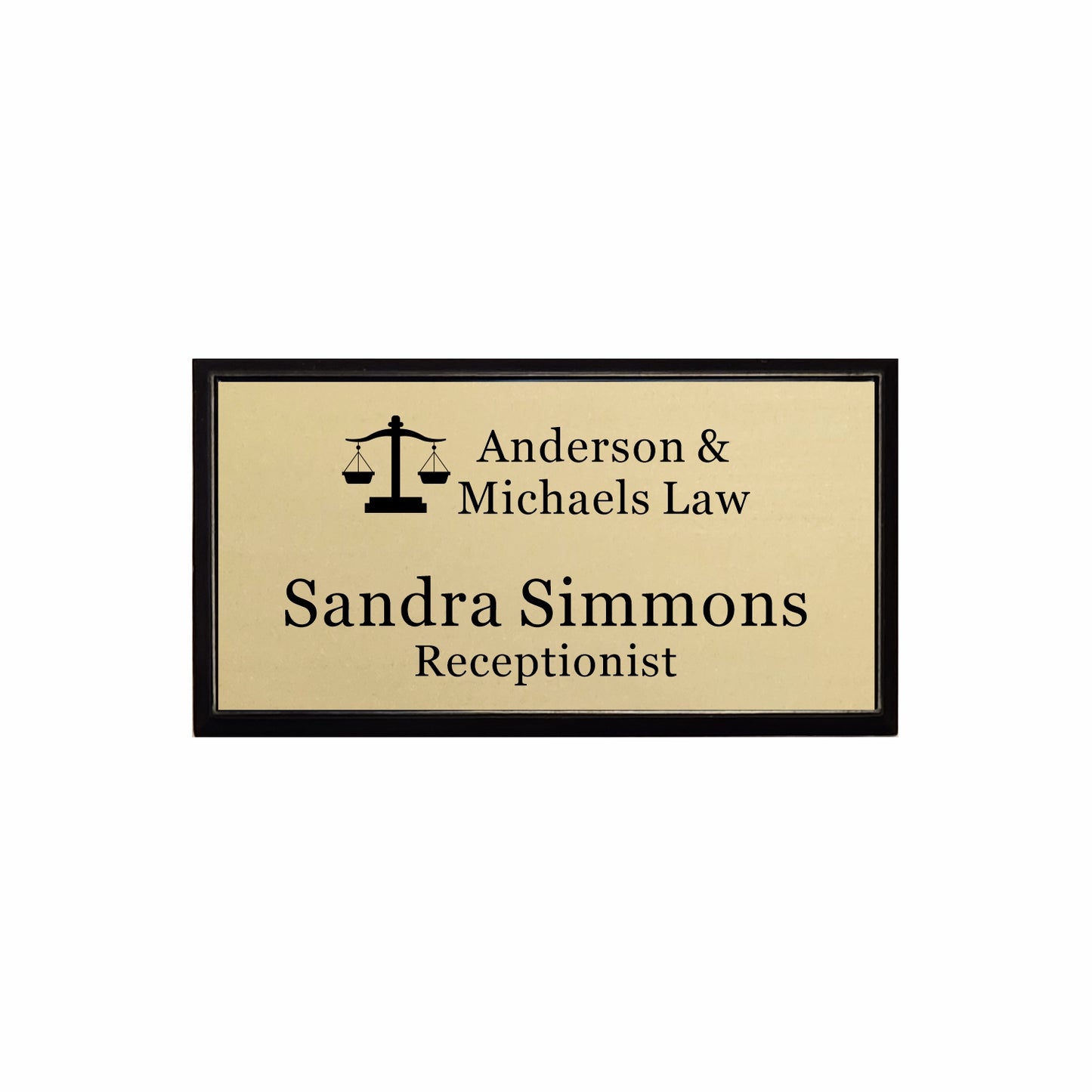 Plastic Black Framed Name Badge 1.5"x3" / Gold/Black