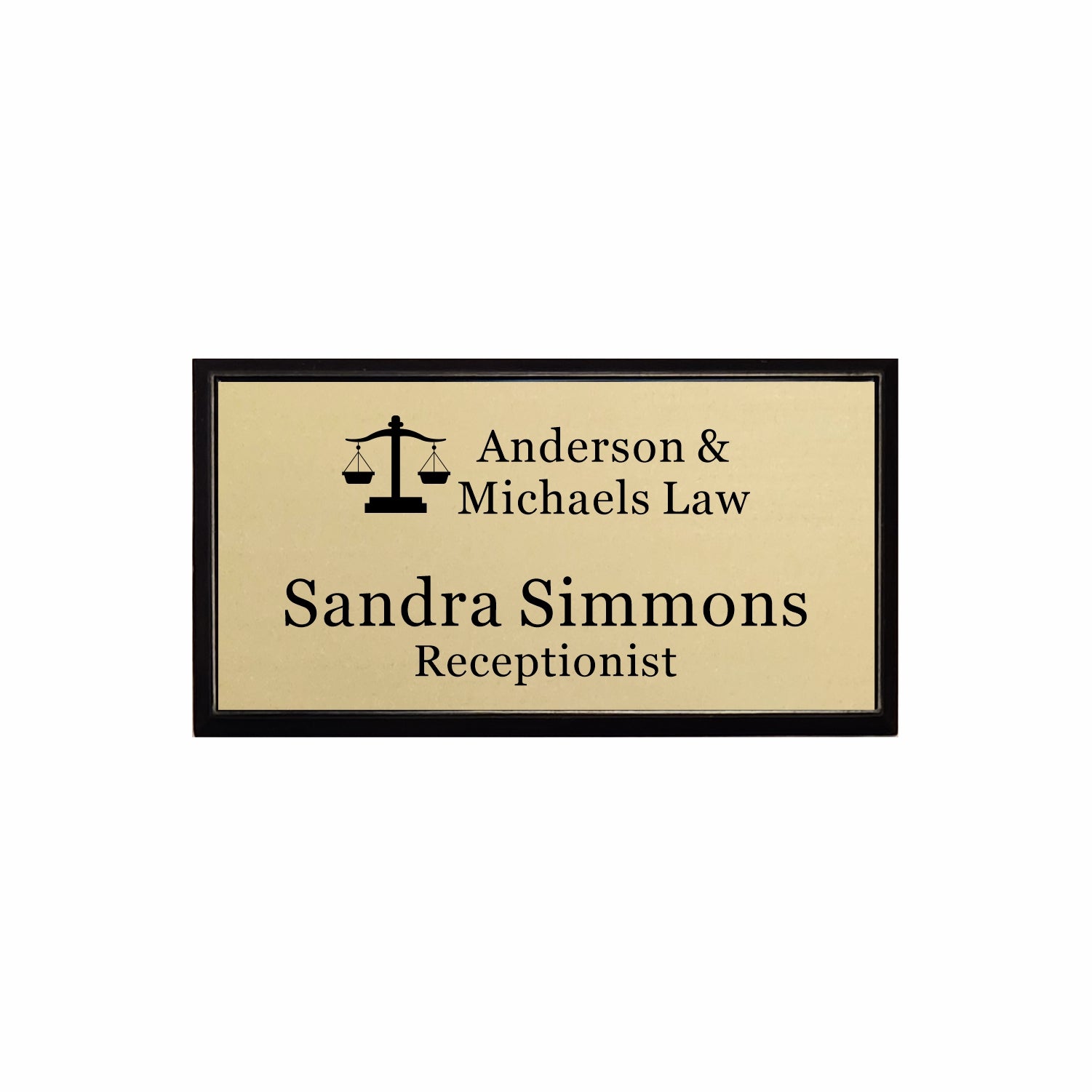 Plastic Black Framed Name Badge 1.5"x3" / Gold/Black