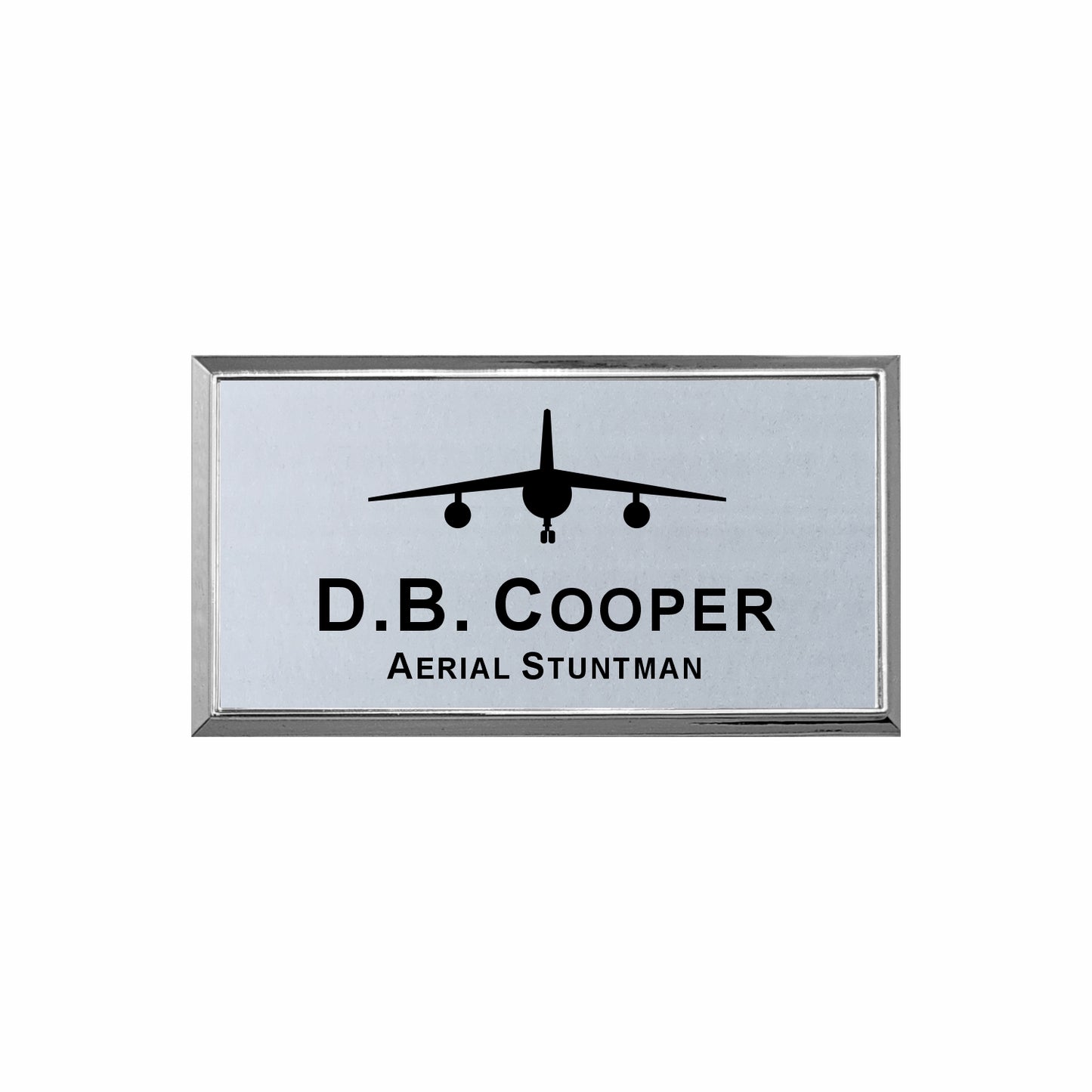 Plastic Silver Framed Name Badge 1.5"x3" / Silver/Black