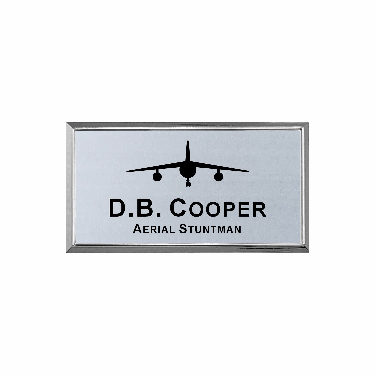 Plastic Silver Framed Name Badge 1.5"x3" / Silver/Black