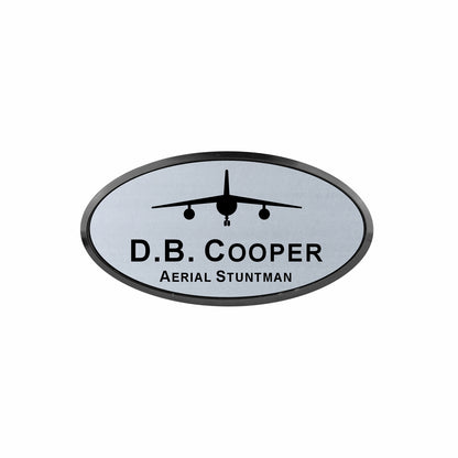 Plastic Black Framed Name Badge 1.5"x3" - Oval / Silver/Black