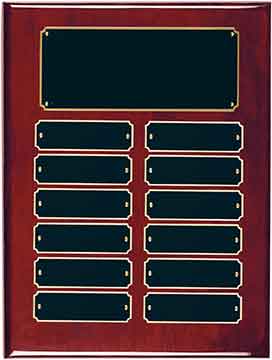 Rosewood Piano Finished Perpetual Plaque 9" x 12" - 12 Plates / Rosewood