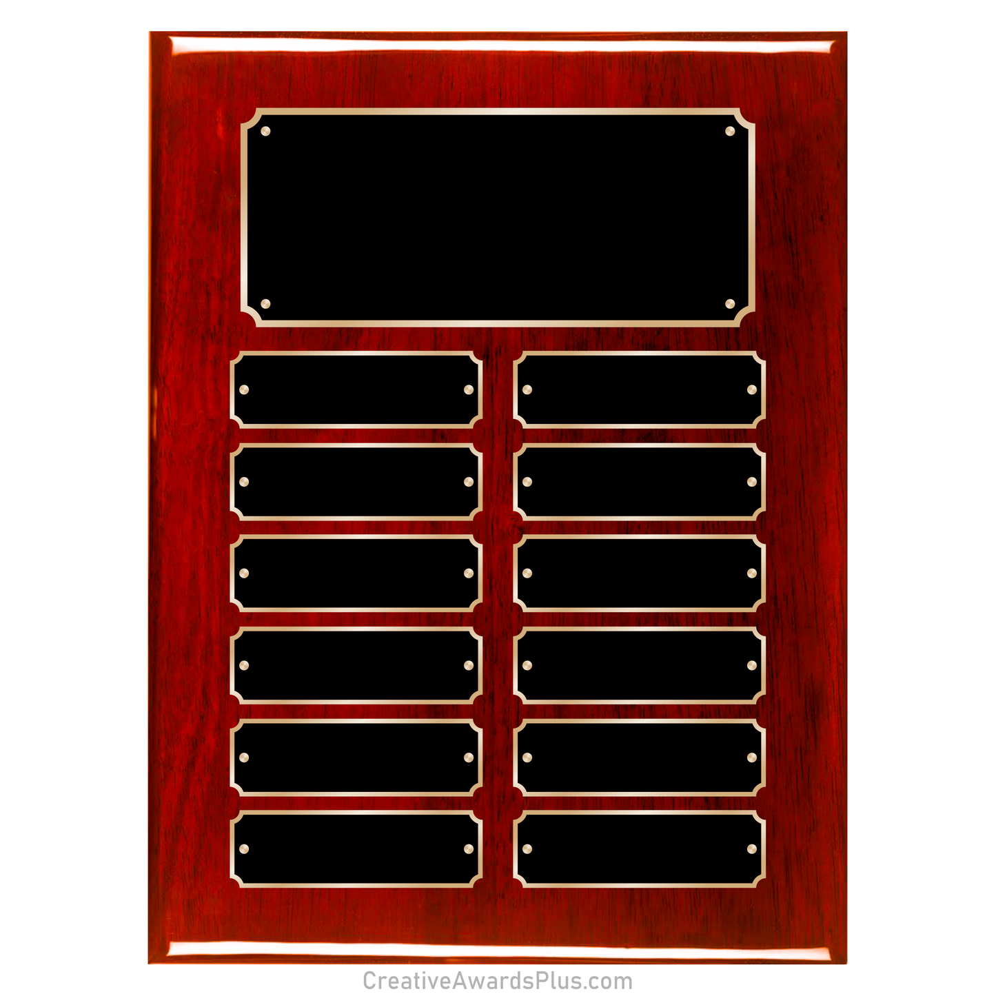 Rosewood Piano Finished Perpetual Plaque 9" x 12" / Rosewood / 12 Leaf Plates