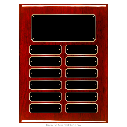 Rosewood Piano Finished Perpetual Plaque 9" x 12" / Rosewood / 12 Leaf Plates