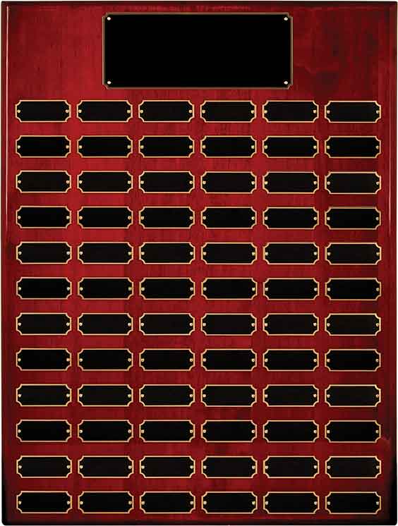 Rosewood Piano Finished Perpetual Plaque 18" x 24" - 72 Plates / Rosewood