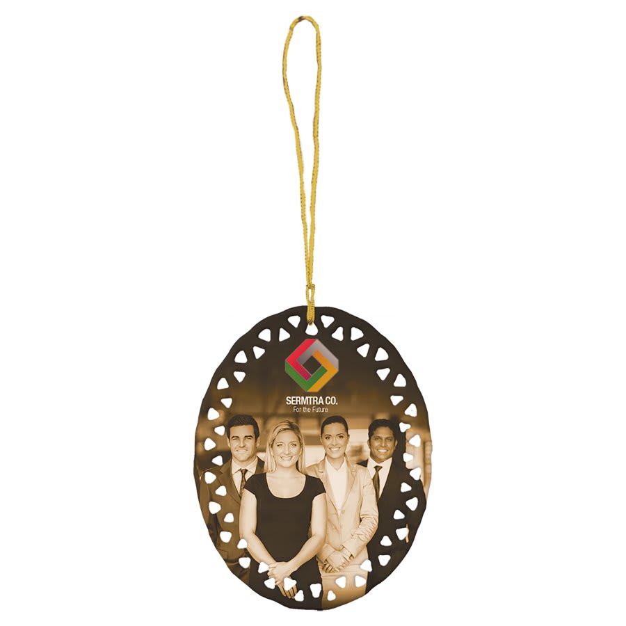 Oval Doily Ceramic Ornament 3.75" x 3" / White