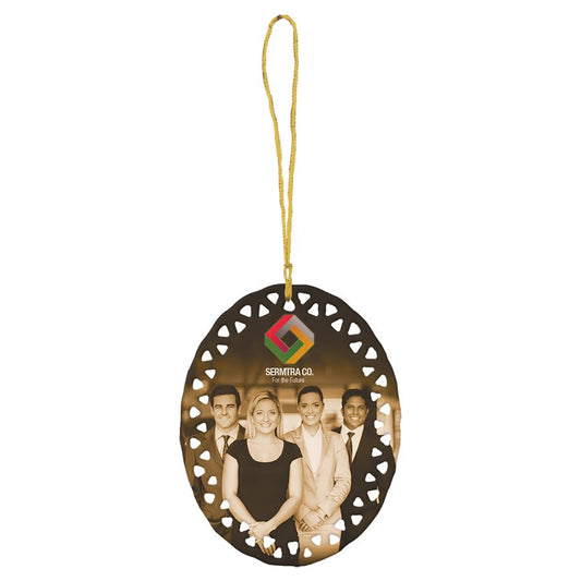 Oval Doily Ceramic Ornament 3.75" x 3" / White