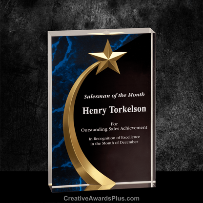 Shooting Star Acrylic Award 6.75" / Blue