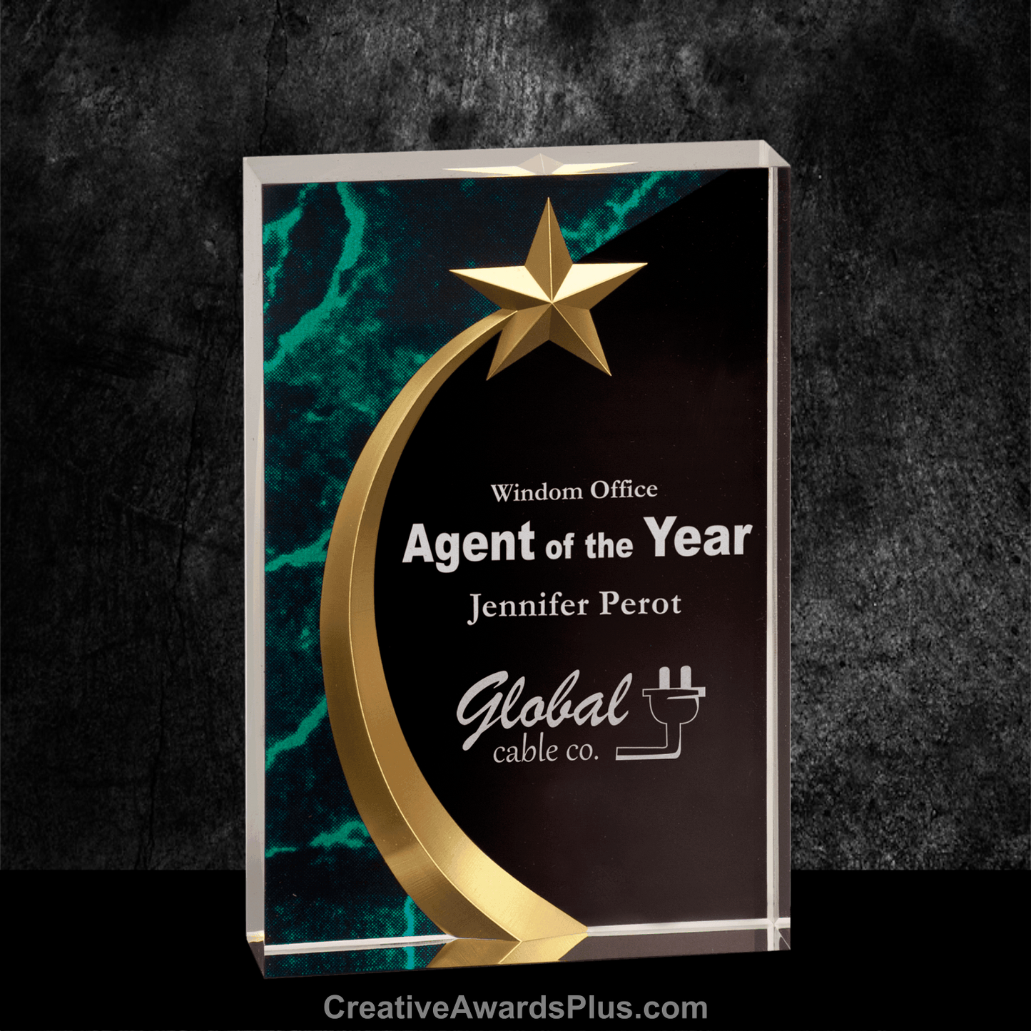 Shooting Star Acrylic Award 6.75" / Green