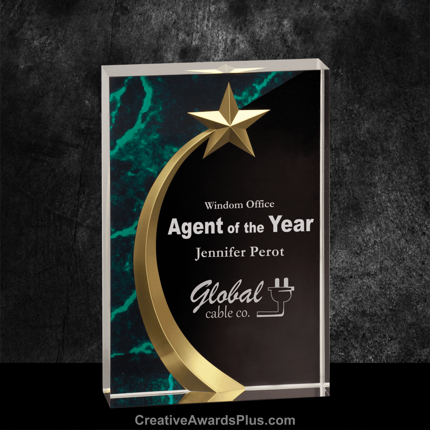 Shooting Star Acrylic Award 6.75" / Green