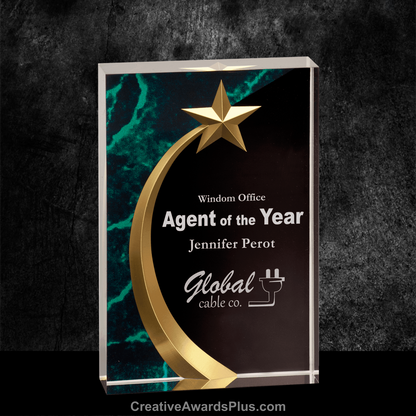 Shooting Star Acrylic Award 6.75" / Green