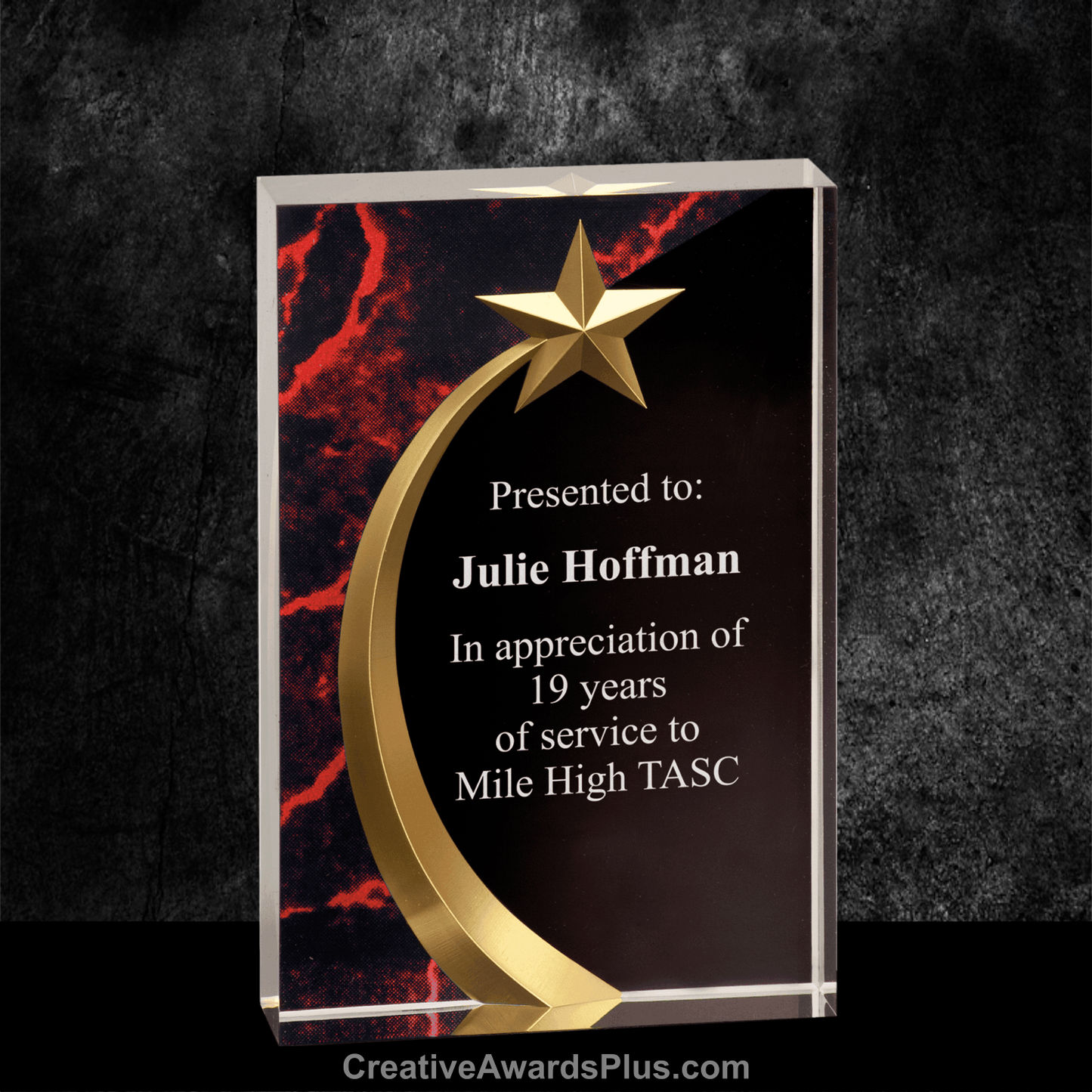 Shooting Star Acrylic Award 6.75" / Red