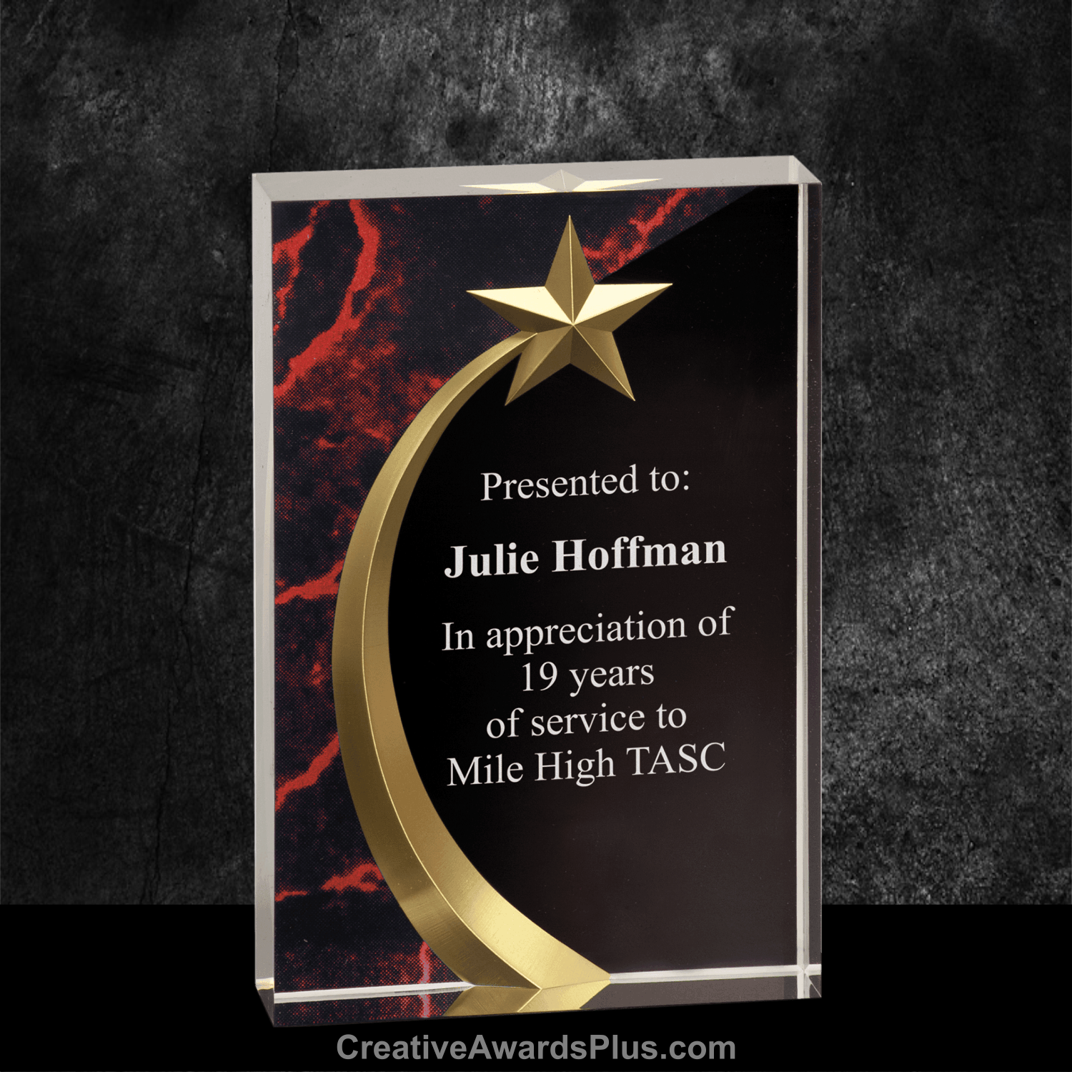 Shooting Star Acrylic Award 6.75" / Red