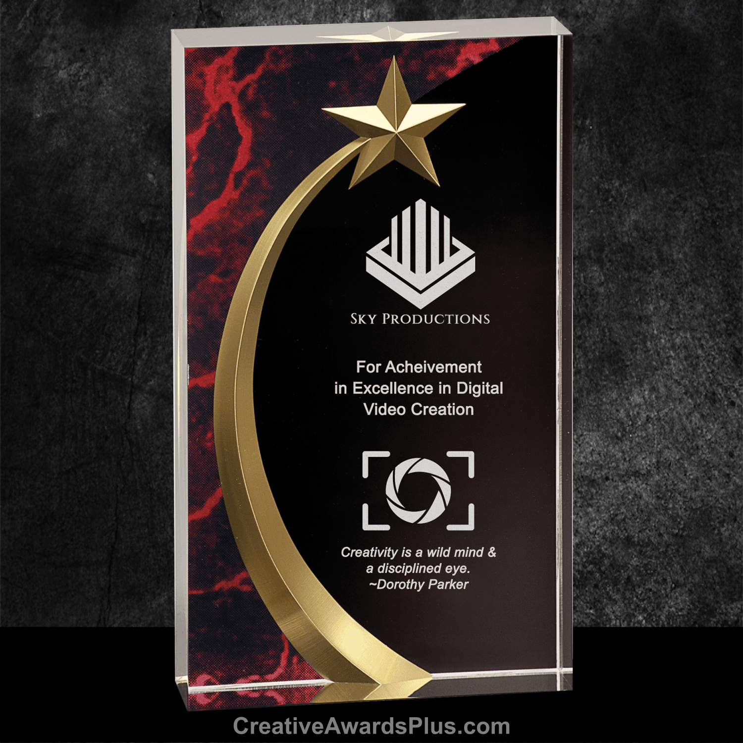 Shooting Star Acrylic Award 7.75" / Red