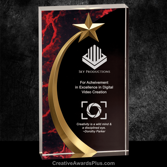Shooting Star Acrylic Award 7.75" / Red